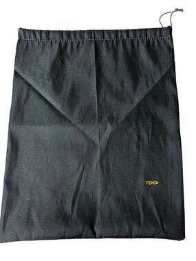 Authentic Fendi Black Drawstring Dust Bag 15" x 12" Gold Logo Pristine Logomania